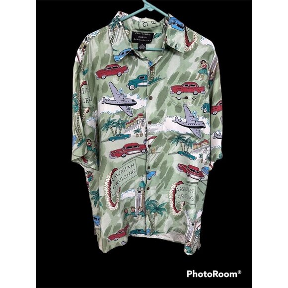 Silk Traders Other - Hawaiian Shirt Silk Traders XL Short Sleeve Cars Hula Girl Dance Hawaii USA